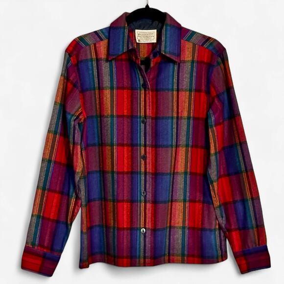 Vintage 70s Pendleton Wool Plaid Shirt Skirt 2pc Set Cottagecore Fall Outfit S-M - Picture 5 of 15